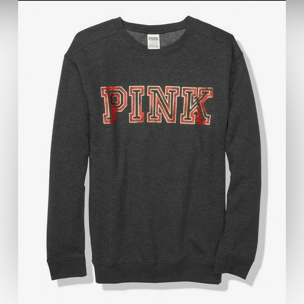Victoria's Secret Pink EVERYDAY LOUNGE CAMPUS CREW PULLOVER Fleece SWEATSHIRT M